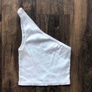 Ribbed topshop one shoulder crop top